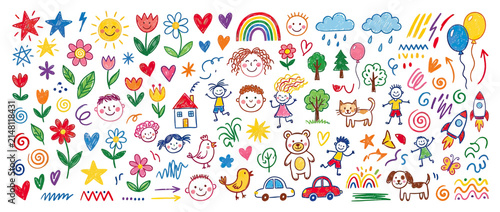 Children's Doodle Collection: Fun Elements Isolated