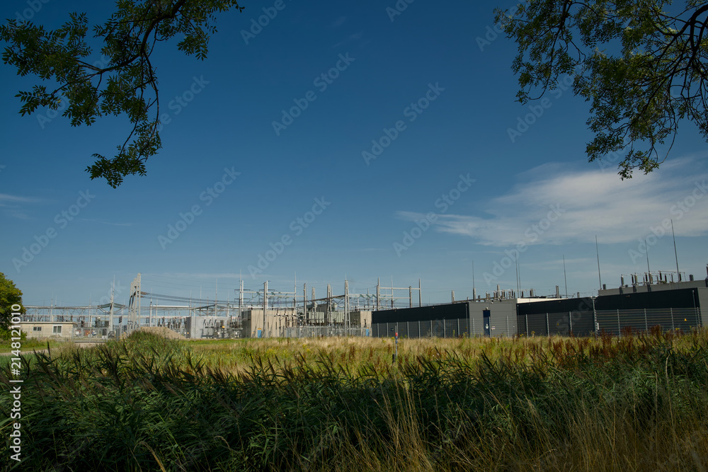 Fototapeta premium 380kv high voltage power station vierverlaten near groningen, part of the energy transition