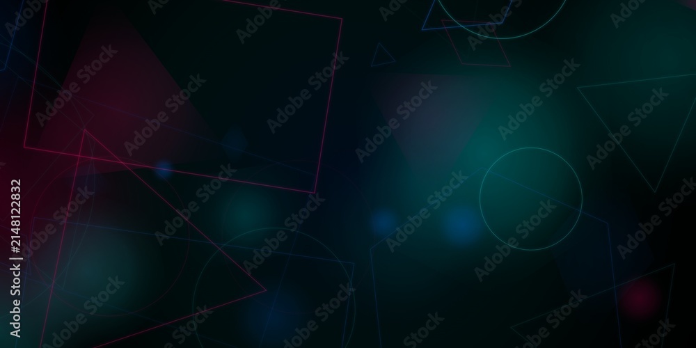 Fototapeta premium Abstract dark background with glowing geometric shapes