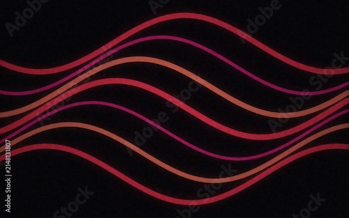 Abstract background, featuring multiple flowing, red wavy lines, of varying shades, arranged horizontally against, a solid black backdrop