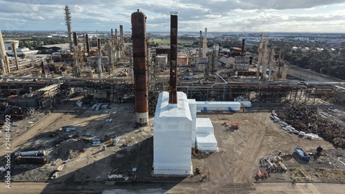 Konstfotografi Industrial site demolition and dismantling, converting old refinery infrastructu