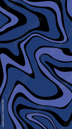 Konstfotografi Bold blue and black abstract art with swirling lines
