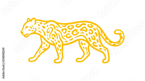 Photography Stylized Golden Big Cat Silhouette, Isolated