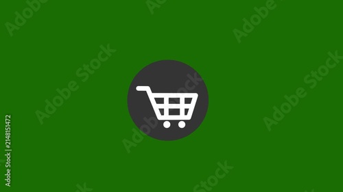 Icon shopping cart animated, online shop in flat design.Minimalist white line art shopping cart icon animation on black.e-commerce, online store apps, and business.4k video.
