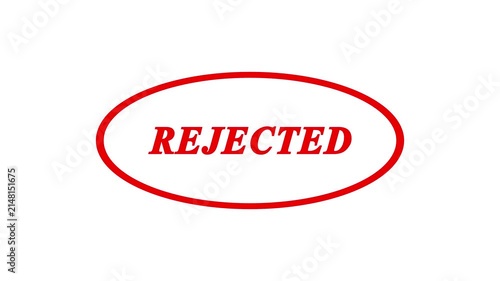 Red color rejected handwritten text animation on white background.Hand Drawn Stamp with the Word Rejected on a White Background seal rubber stamp