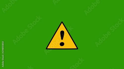 Yellow triangular warning sign with exclamation icon clean minimal alert animation on light background Prores Alpha Channel 4K