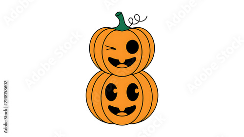 Cute Stacked Halloween Pumpkins Illustration