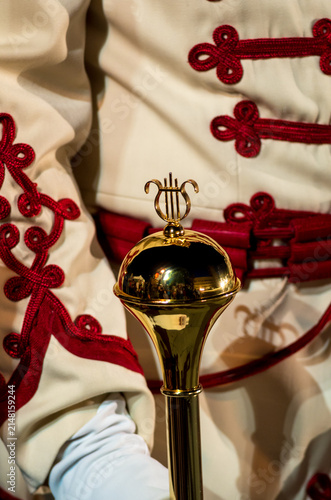 фотографія Ceremonial mace of the Bulgarian National Guards Unit brass band close-up
