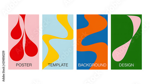 Collection of modern minimalist art prints featuring vibrant wavy shapes and fluid organic colors