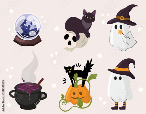 Set of vector illustrations for Halloween