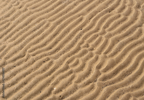 Fotografía Natural ripple marks formed by water on wet beach sand at low tide