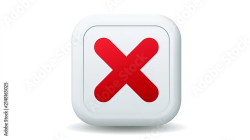 Red X mark inside a white rounded square button