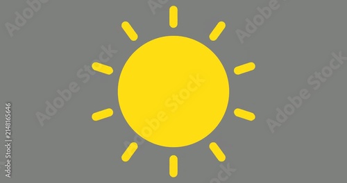 Animated Flat Sun Icon Loop on Transparent Background