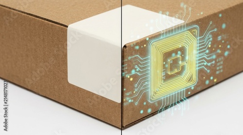 Shipping box with RFID label for smart logistics tracking