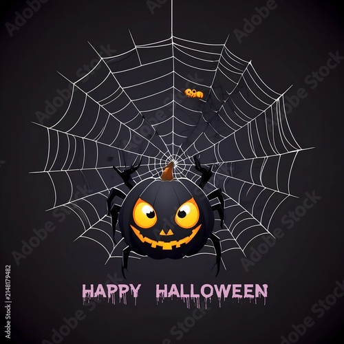 a Halloween pumpkin with spider web