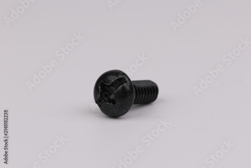 Metal screws for fastening equipment. Soft focus. Close-up. 