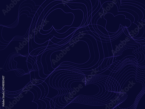 Abstract dark blue background with flowing neon purple lines pattern