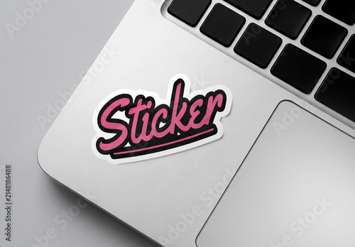 Die Cut Laptop Sticker Mockup PSD