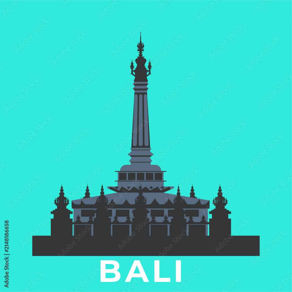Obraz premium Bali monument travel illustration 