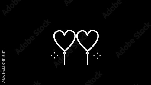 Love heart balloon animated icon for event, party, birthday, celebration, festival, decoration, entertainment, fun accessory. 4K animation video with alpha channel