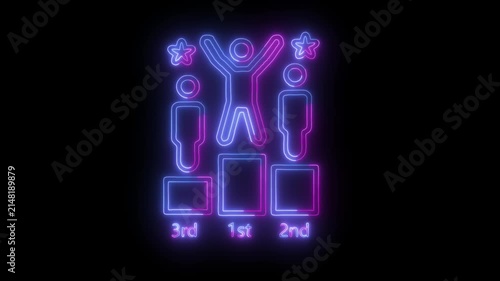 Pink Blue Neon Winner Podium Ranking Animated Icon