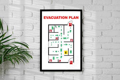 Obraz na płótnie Evacuation plan showing routes and exits for safe emergency procedures