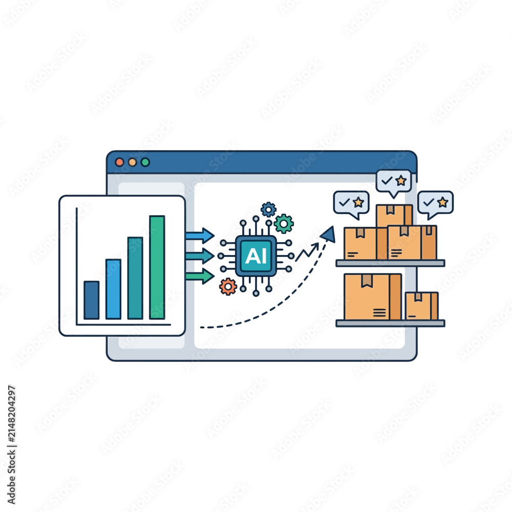 Obraz premium Artificial Intelligence for Smart Logistics and Automated Inventory Management Illustration