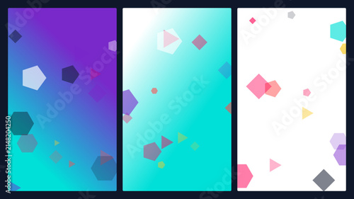 Abstract Geometric Gradient Phone Backgrounds Featuring Floating Shapes in Vibrant Blue and White Tones for Modern Mobile Device Displays