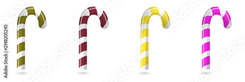 Colorful candy canes for festive holiday designs on transparent background