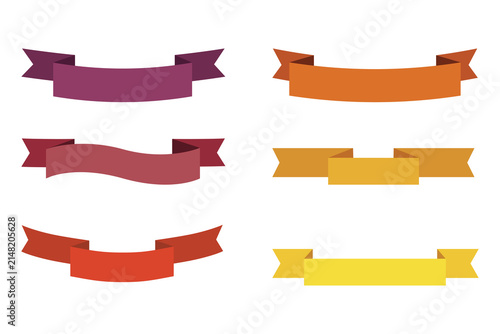 Vibrant ribbon banners for marketing and design on transparent background