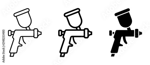 Spray Gun Icons, Airbrush Tool Vector Set, Industrial Painting Equipment