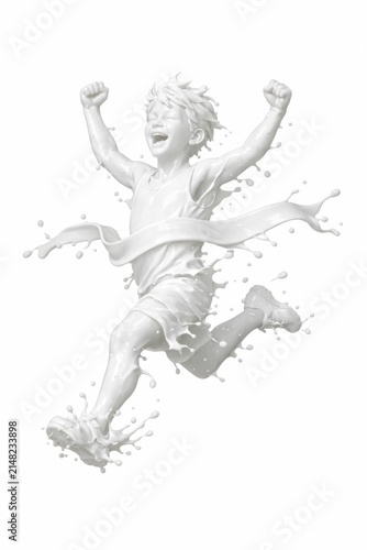 joyful child jumping water splash