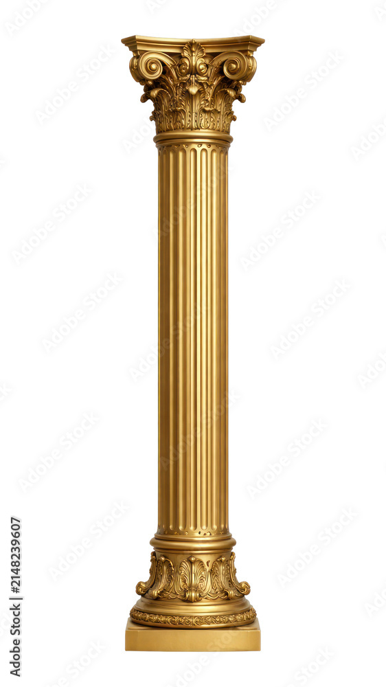 Naklejka premium PNG Elegant golden Corinthian column isolated on white