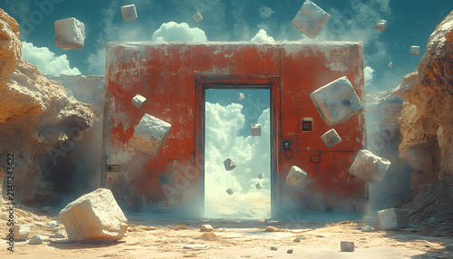 Abandoned House in a Desert Landscape Under a Dramatic Sky 