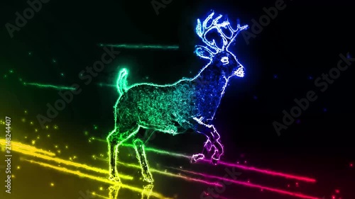 Colorful rainbow deer animation with vibrant spectrum tones and elegant wildlife-inspired visuals.