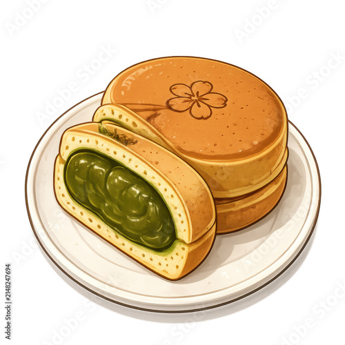 Matcha Dorayaki with Sweet Green Tea Filling