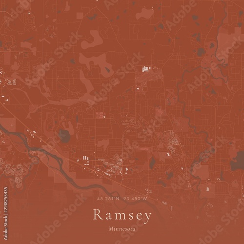 Bild auf Leinwand Terracotta Map of Ramsey, United States | Warm Earth Tone Wall Art