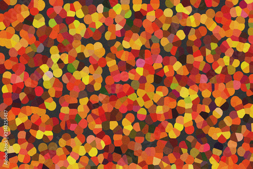 Foto Warm abstract pointillist pattern featuring bright orange and yellow dots on a c