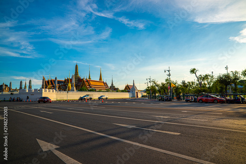 Wat phra kaew temple of the emerald buddha blue sky sightseeing travel