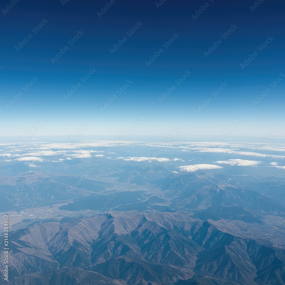 Fototapeta premium Expansive vista from a soaring altitude demonstrating the absolute top limit of view and the maximum spatial extent ,scope ,boundless ,achievement