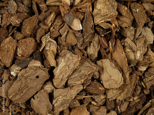 Heap of the potting barks, top view, natural background
