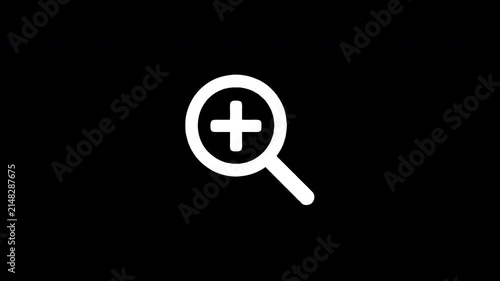 Zoom in icon animation revealing and disappearing