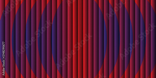 Symmetrical vertical stripes overlaying curved color gradient fields.