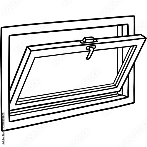 Open awning window outline illustration