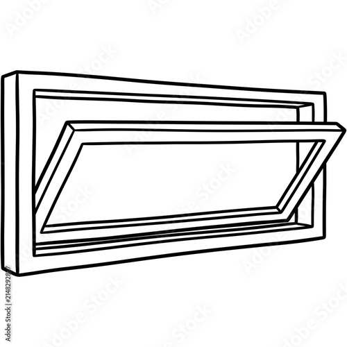 Horizontal Awning Window Line Art Illustration
