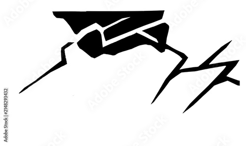 Canvastavla Abstract black vector crack icon representing crisis structural damage power ten