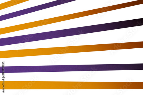 Bild auf Leinwand Minimal geometric composition of alternating purple and orange paper strips arranged diagonally on a clean white background