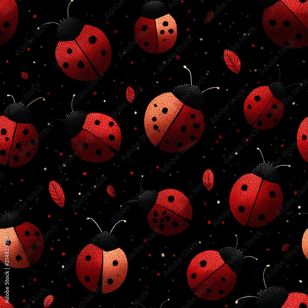Fototapeta premium seamless background with ladybug