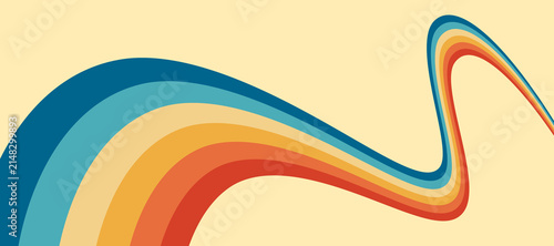 Fotografie Hot 70s style rainbow wavy lines with perspectives, psychedelic geometric patter