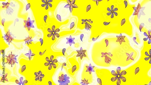 Golden pattern on yellow, beige and neutral colors with golden elements. Seamless golden pattern. Raster oriental ornament.